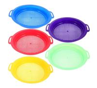 Parliky 5pcs Plastic Sand Sifter Sieves for Sand Strainer in Yellow Red Green Blue Purple for Beach Pool Park and Gardening Digging Play