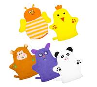 Parliky 5Pcs Reusable Bath Mitt for Cute Fruit Shaped Shower Washcloths Gentle Exfoliating Body Scrubbing Gloves Lightweight Compact for Bath