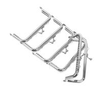 Parliky 5pcs Square Silver Purse Frame Metal Lock for DIY Handbag Making Rust Resistant Coin Purse Accessories with Decorative Smooth Beads