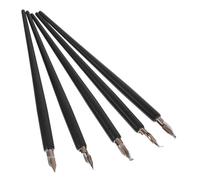 Parliky 5pcs Wooden Calligraphy Dip Pen Set Vintage Thick Barrel Steel Nib for Art Drawing Chinese and Gothic Fonts Classic Design for Home School Writing