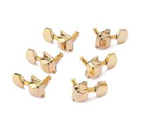 Parliky 6 PCS Gold Plated Acoustic Guitar Tuning Pegs Lr Semi Closed Machine Heads with Ferrules Screws Replacement Locking Tuners for Electric Bass Vintage Style