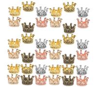 Parliky 60Pcs Mixed Color Alloy Crown Charms Pendant for DIY Jewelry Making Key Ring Decor and Necklace Pendants Vintage Style Charms for Bracelets and Accessories Crafting
