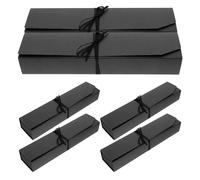 Parliky 6Pcs Black Rose Gold 6-Grid Truffle Boxes 24X5.5X3.5Cm Empty Chocolate Packaging Favor Boxes for Macaron and Candy Storage