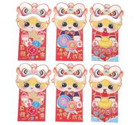 Parliky 6pcs Cartoon Red Envelopes for Chinese Year Family Friendly Money Packets with Secure Closure Charming Cartoon Design Soft Material Traditional Lunar Year Budgeting Envelopes