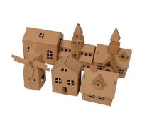 Parliky 6PCS DIY Mini Cardboard Playhouse Kit for Unfinished Model Houses for Painting and Building Educational Craft for Artistic Exploration and Family Fun