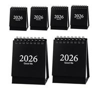 Parliky 6pcs Mini Desk Calendar Portable Flip Page Spiral Bound Planner with Monthly Views Compact Standing Desktop Organizer for Home Office Teachers