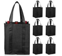 Parliky 6pcs Non Woven Wine Bottle Carrier Tote Bags with Divider, Large Capacity Reusable Bottle Bags for Travel, Camping, Picnic, and Grocery Shopping