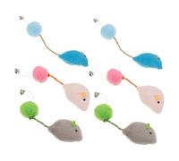 Parliky 6pcs Plush Mouse Cat with Bells Compact Kitten Accessories for Indoor Play and Exercise Funny Chewable to Stimulate Hunting Instincts and Keep Cats Active