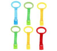 Parliky 6Pcs Pull Rings Walking Assist Tools for Crib Stroller Safety Stand Handles with Smooth Edges Hanging Rings for Newborns to Build Confidence