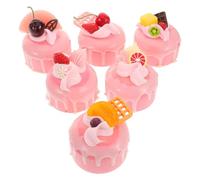 Parliky 6pcs Realistic Artificial Cupcake Fake Cake Model Refrigerator Magnets Simulation Cake Decoration for Bakery Shop Home Crafts