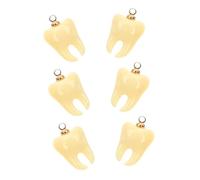 Parliky 6Pcs Small Teeth Charms DIY Jewelry Pendants Resin Fake Charms Ornaments for Bracelet Necklace Keychain Craft Making Accessories