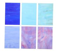 Parliky 6Pcs Water Ripple Cathedral Colored Glass Sheets DIY Mosaic Craft Supplies for Home Church Office Decoration