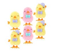 Parliky 6Pcs Wind Up Plush Chicken for Easter Basket Stuffers Small Clockwork Jumping Simulation Chicks with Hat and Soft Material for Boy Girl Boys Gift Fun