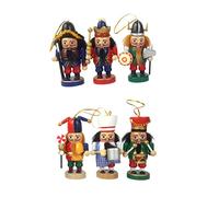 Parliky 6pcs Wooden Nutcracker Clown Ornaments for Christmas Table Decor Festive Holiday Decorations Nutcracker Dolls for Living Room and Shelf - Craftsmanship