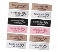Parliky 80 Pcs Handmade Clothing Collar Labels Polyester Garment Tags with Interlocking Heart Pattern for Sewing Wallets Bags Dolls DIY Crafts in Pink Black White Chocolate Colors