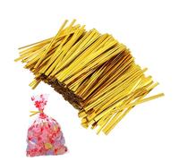 Parliky 800 Pcs Golden Candy Bag Ties Twist Ties for Gift Wrapping Bread Bags Party Favor Decoration with Sturdy Hold and Festive Shiny Finish