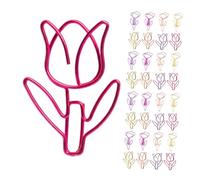Parliky 80pcs Flower Shaped Paper Clips Cute Tulip Floral Metal Paperclips for File Management Decorative Bookmarks Planner Clips for Office School and Home Organization