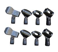 Parliky 8pcs Adjustable Mic Clip Holder Set Universal Plastic Microphone Stand Clamp Spring Clip U-Shaped Egg Square Stable Attachment for Handheld Wireless Microphones