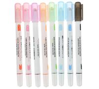 Parliky 8Pcs Dual-ended Curve Shaped Floral Scrapbook Pens Lightweight Markers for Office School DIY Painting Card Making and Journaling Use