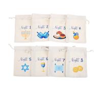 Parliky 8pcs Hanukkah Bags Drawstring Fabric Pouches Reusable Storage for Craft Projects Small Cloth Bags Holiday Treat
