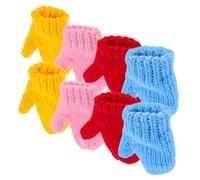 Parliky 8pcs Mini Knit Gloves for Dolls Small Woven DIY Craft Accessories in Red Yellow Pink Blue Versatile Doll Clothes Add to Enhance Outfit Variety and Play Experience