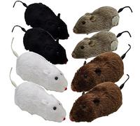 Parliky 8pcs Wind-up Mice Toys for Cats Interactive Plush Mouse Cat Toys for Play Engaging Kitten Fun Encourages Chasing Exercise Random Colors