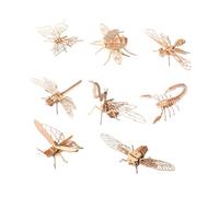 Parliky 8Pcs Wooden Insect Puzzle Model Educational DIY Painting for Handmade Animal Shape Figures Montessori Learning Kit for Interaction