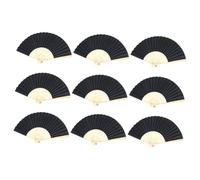 Parliky 9Pcs DIY Black Folding Paper Fans Classic Bamboo Frame Painting Craft for Drawing Handheld Decorative Fans for Party Performance Home Decor