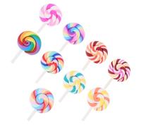 Parliky 9pcs Miniature Rainbow Lollipop Charms Realistic Fake Candy Decorations for Dollhouse Photo Props DIY Micro Landscape Accessories Colorful Small Lollipops for Crafting and Party