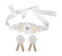 Parliky Adjustable White Floral Shower Sash for Expectant Mothers Breathable Maternity Belt with Elastic Straps Comfortable Skin-Friendly Mommy Corsage for Bridal Parties and Photoshoots