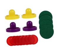 Parliky Air Hockey Replacement Large Red Pucks Yellow Purple Pushers with Felt Pads Game Table Accessories for Competitive Play