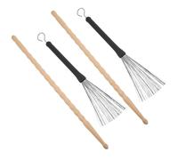 Parliky Bamboo Drumsticks Set with Extendable Wire Brushes and Storage Bag Thick Drumsticks for Jazz Acoustic and Electronic Drum Kit Precision Control and Flexible Tone Shaping for