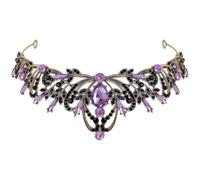 Parliky Birthday Tiara Crown Headband Unique Style Design with Pin on Both Ends Purple for Bridal Carnival Color Color