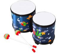 Parliky Bongo Drum Hand Percussion Instrument with Adorable Underwater World Pattern, Lightweight Wooden Bongos Comfortable to The Touch, for Beginners Practice and Party Performance