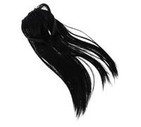 Parliky Braided Headband Wig with Bangs for Women, Black Straight Hairpiece with Easy Clip-on Convenience and Natural Volume Enhancement, for Events and Work, High Temperature Fiber