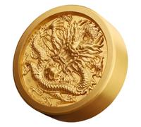 Parliky Brass Round Paperweight with Chinese Dragon Pattern Elegant Calligraphy Desk Decor for Home and Office Portable Accent Centerpiece with Finish Feng Shui Gift for Dragon Lovers