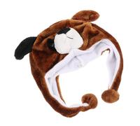 Parliky Brown Plush Cartoon Animal Hat for Soft Fluffy Ear Warmer Beanie Cap Winter Head Wrap for Warmth and Cosplay Dress Up Smooth Touch Gift for Boys
