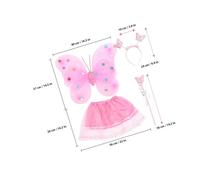 Parliky Butterfly Costume Kit for Pink Fairy Wings with Wand Skirt and Headband Delicate Butterfly Fairy Dress-up for Costume Parties Halloween and Themed Events