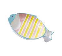 Parliky Ceramic Pet Bowl Fresh Water Bowl for Cats Fish Shape Kitten Bowl Stand Multi-function Water Bowl Cat Accessory