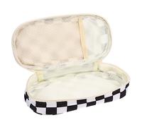 Parliky Checkerboard Pattern Pencil Case Large Capacity Pen Organizer Student Stationery Pouch with Handle for School and College