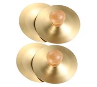 Parliky Children'S Copper Finger Cymbals, 2 Pairs, Portable Hand Percussion Toy for Dance Practice, 7 CM, Golden, for Steady Rhythm and Musical Learning