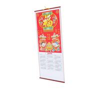 Parliky Chinese Year Wall Calendar Faux Rattan Horse Zodiac Scroll with Lunar Dates Feng Shui Luck Decor for Home Office Traditional Year Hanging Artwork