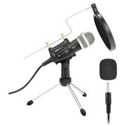 Parliky Condenser Microphone Stand Set with Boom Arm and Adjustable Desk Mount, Compatible with Computer and Podcast Microphone for Online Classes and Live Broadcasting