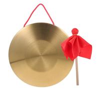 Parliky Copper Gong Percussion Instrument with Mallet and Lanyard Golden Anti-flood Warning Gong for Company Openings and Hawking Activities Resonant Sound Style