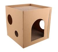 Parliky Corrugated Cardboard Cat Scratcher Nest Square Cat Scratch Pad and Lounging Bed for Indoor Safe Kitten House with Spacious Scratch Surface and Minimalist Design