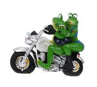 Parliky Couple Frog Figurine Motorcycle Garden Desktop Ornament Weatherproof Resin Animal Decoration for Lawn Garden Unique Desktop Frogs Statue for Friends and Family