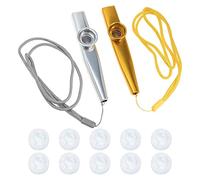 Parliky Creative Kazoo Musical Instruments Set Metal Kazoos with Replacement Membranes Portable Music Toys for Adults for Guitar and Violin Accompaniment Pack with Lanyards