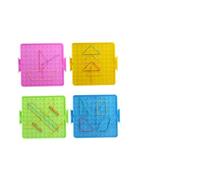 Parliky Creative Nail Plate Teaching Instrument for Primary School Math Double-sided Geometry Pegboards with Rubber Bands Educational Demo Tool for Boys Random Color