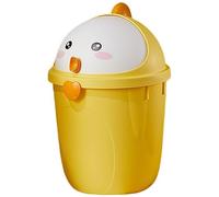 Parliky Cute Chick Shape Small Waste Basket with Lid for Home and Play Areas, Yellow Pp Material Multi-use Trash Container Suitable for Kitchen and Bedroom