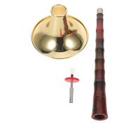 Parliky D Key Suona Practice Wind Instrument Resin Abs Traditional Chinese Folk Wood Texture for Beginners and Professionals with Golden Bowl Design and Artistic